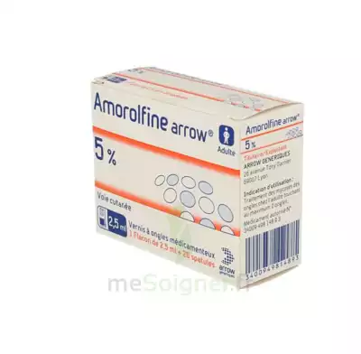 Amorolfine Arrow 5 % V Ongles Médicamenteux 1fl/2,5ml+20spat à DURMENACH