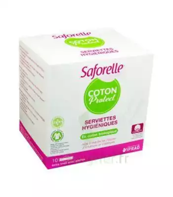 Saforelle Coton Protect Serviette Jetable Avec Ailette B/10 à DURMENACH